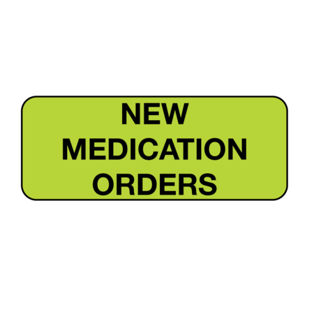 New Medication Orders 7/8"" x 2-1/4"" Flr Chart w/Black -  NEVS, N-2478
